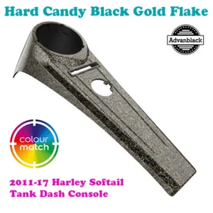 Hard Candy Black Gold Extended Tank Dash Console fit 11-17 Harley Softail Deluxe - Foto 1 di 4