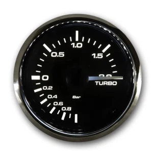 MGS 52mm 2-1/16" Electrical Turbo Boost Gauge -1 ~ 2 BAR White & Amber LED - Picture 1 of 10