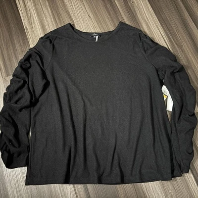 1. Top tejido negro State para mujer talla grande 3X mangas largas ceñidas nuevo con etiquetas Foto 1 de 4