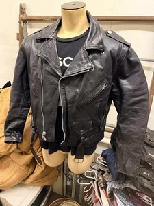 Chaqueta de cuero vintage para moto monedas personalizadas años 80 Moto L - Imagen 1 de 12