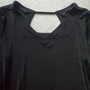 Chicos Travelers Vee Neck Long Sleeve Open Back Top Size 3 Slinky - Picture 1 of 9