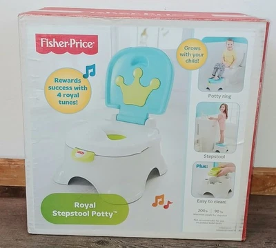 Asiento para orinal Fisher-Price Royal con música, taburete, cuenco y anillo - azul nuevo en stock Foto 1 de 3