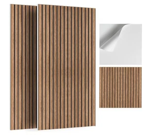 6-Pack Self-Adhesive Fluted Slat Sound Proof Panels for Walls Traditional Walnut - Picture 1 of 4