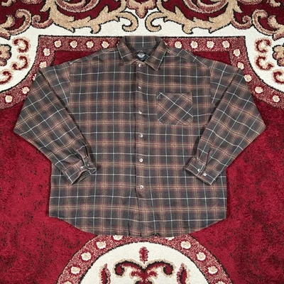 Vintage Dockers Brown Plaid Flannel Button Down Long Sleeve Shirt Size XL - Image 1 of 4