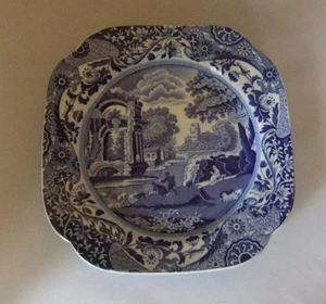 Vintage Copeland Spode Italian Blue & White 22 cm Square Plate: C.1932 - Picture 1 of 8