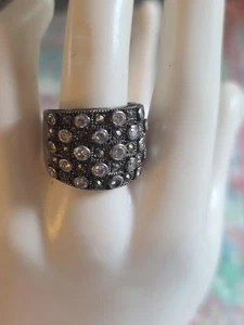 Größe 7 1/4 Sterlingsilber signierter DBJ Ring CZ & Markasit DEE BERKLEY breites Band - Bild 1 von 6