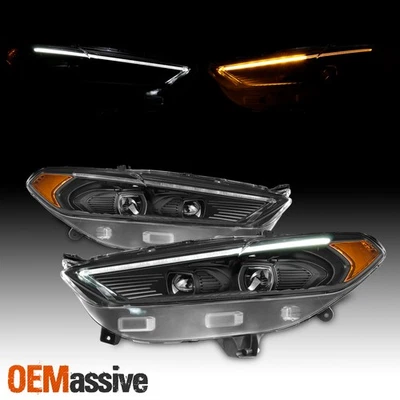 Faros proyectores cuadrados dobles para Ford Fusion 2013-2016 con retroceso LED DRL Foto 1 de 4