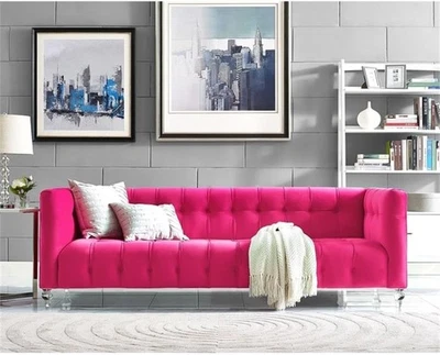 The Bea Collection Modern Style Velvet Upholstered Living Room Sofa Pink - Image 1 of 4