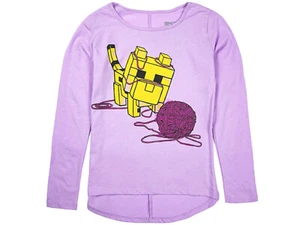Minecraft Baby Ocelot Girl's Purple with Long Sleeve T-Shirt NWT - Picture 1 of 2