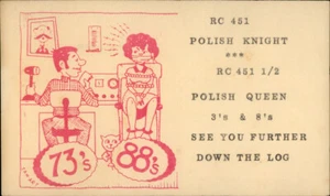 Millwaukee,WI QSL Ham Radio RC 451 1/2 Polish Queen & Knight Art Wisconsin - Picture 1 of 2