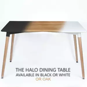 Mesa de comedor Halo negra, blanca, roble diseño retro DA DS haya patas de madera oficina - Imagen 1 de 8