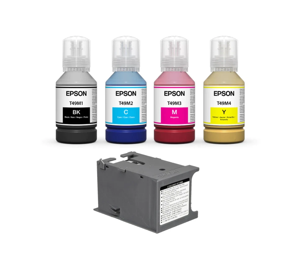 Epson F170 Sublimation Inks 4 color set, and Maintenance Tank box C13S210125 - Image 1 of 1