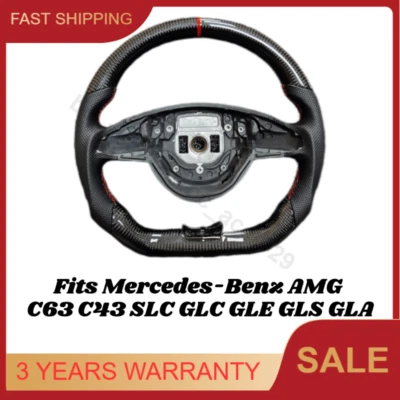 For Mercedes-Benz AMG C63 C43 SLC GLC GLE GLS GLA Carbon Fiber Steering Wheel - Image 1 of 4