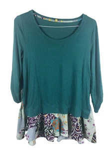 Anthropologie LITTLE YELLOW BUTTON Green M Sweater Boho Peasant Cottage Fairy - Picture 1 of 10
