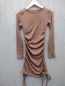 Bodycon braunes lässiges Damen Kleid gerippt langarm Gr. S/M - Bild 1 von 9