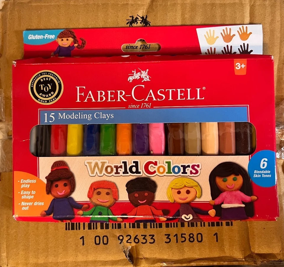 FABER-CASTELL 15 MODELING CLAYS IN EACH PACK/ WORLD COLORS/ CASE OF 6 PACKS/NEW - Image 1 of 1