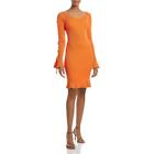Undra Celeste New York Womens Orange Double V Knee Ribbed Midi Dress M BHFO 8418