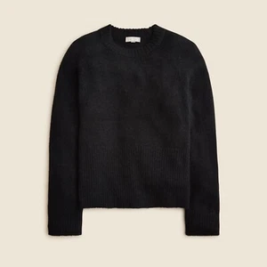 NWT!! J. CREW High Rib Pullover Sweater Wool Alpaca Solid Black Preppy Medium - Picture 1 of 11