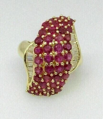 Lab Created Red Ruby 2Ct Round Cut Engagement Ring 14K Yellow Gold Silver Plated - Image 1 of 4