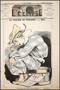 Journal L'ECLIPSE N°301 année 1874 LA DOULLEUR DE LA PAILLASSE Par GILL - Imagen 1 de 2