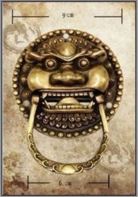 collectable Chinese Old Ancient Bronze Foo Dog Foo Lucky Lion Door Door Knocker - Image 1 of 2