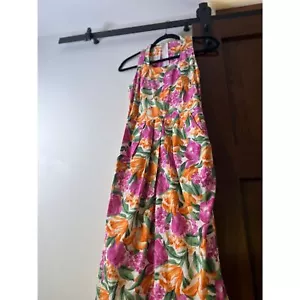 Vintage Robbie Bee Vintage 1980s Tropical Floral Print Petite Jumper Dress - Picture 1 of 15