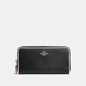 PORTAFOGLIO COACH FISARMONICA ZIP NUOVO CON ETICHETTE IN PELLE DI CIOTTOLI LUCIDA MULTI BORDO $265 R - Foto 1 di 2