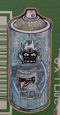 Corrosive Ocho LIZEIIERD Loco en Inglaterra Collage Sobre Cartón Urbano Firmado Fechado Foto 1 de 4