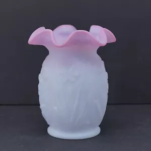Fenton blau burmesisch Narzissen Vase Sonderbestellung 1999 Vintage rosa lila Ombre - Bild 1 von 13