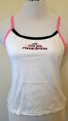 Pit Stop Cami Tank Top Women Medium I'm In Race Trim Racing Themed Shelf Bra New - Image 1 of 4