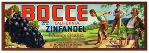 ORIGINAL C1940S BOCCE GRAPE CISTE LABEL ITALIAN AMERICAN WINE BOWLING MONDAVI D - Bild 1 von 1
