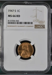 1947 S NGC MS66RD Lincoln Cent - Bild 1 von 2