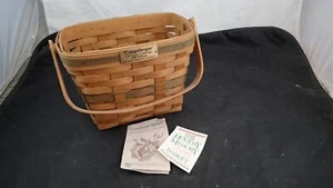 Longaberger 1989 Christmas Collection Holiday Memory Basket Hinged Wood Handle - Picture 1 of 8
