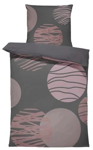 4 teilig Bettwäsche 135x200 cm Kreise anthrazit taupe weinrot modern Microfaser - Bild 1 von 5