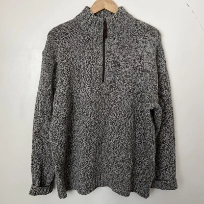 1/2 Zip Woolrich Men's XL 90% Wool Ragg Sweater Brown Cream Mock Neck Pullover - Image 1 of 4