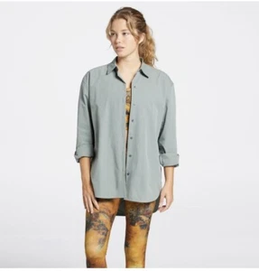 CALIA by Carrie Underwood Oversized Collared Dark Slate Shirt/Top Size Medium - Picture 1 of 17