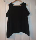 Fab Ladies Blackshort-Sleeved  Cold-Shoulder Top ? One Size