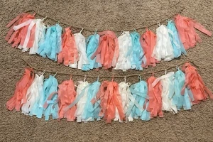 Rope Garland Streamers Girls Pink Coral White Mint Green Room Decor Curtains - Picture 1 of 2
