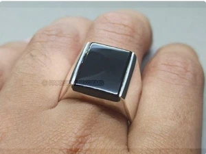 Anillo de ónix negro anillo de plata de ley 925 regalo para hombre anillo de aniversario de boda - Imagen 1 de 2