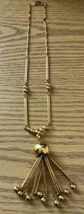 Vintage Roget™ Statement Necklace Bold Gold-Tone Modernist Design (1970s-80s) - Picture 1 of 7