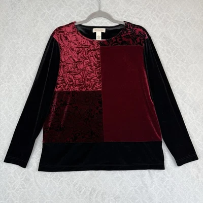 Top De Colección Y2K Terciopelo Patchwork Pequeño Rojo Borgoña Capricho Bruja Vampiro Años 90 Emo Foto 1 de 4