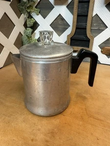 Percolatore da caffè 5 tazze con piano cottura in alluminio vintage secolo - pomello in vetro - Foto 1 di 4