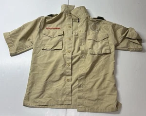 Boy Scout BSA UNIFORM SHIRT Boys Youth Medium M Short Sleeve Tan D40 - Picture 1 of 6