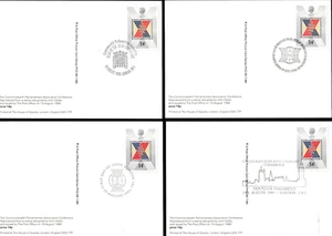 1986 COMMONWEALTH PARLAMENTARISCHE KONFERENZ HINTEN FDI PHQs VERSCHIEDENE HANDSTEMPEL x 4 - Bild 1 von 2