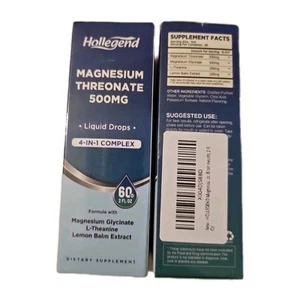 2 Magnesium Threonate 500mg Liquid Drops 4-in-1 Complex 2floz/60ml - Picture 1 of 2