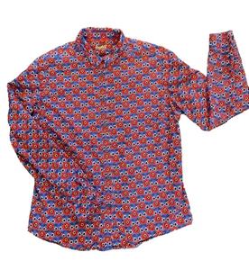 Boden rot weiß Blumen Kragen Button Down Hemd Langarm Größe 10 - Bild 1 von 6