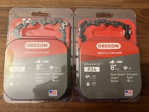 Lot of 2 Oregon Advancecut R34 Chainsaw Chain 3/8” Low Profile, .043” 34 8” - Picture 1 of 2