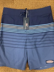 #21 NWT Boys Blue/gray Stripped Vineyard Vine Swim Trucks Size Large (16) - Picture 1 of 5