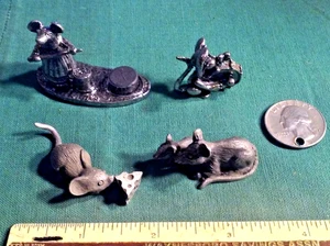 Lot 2 Spoontiques Pewter Metal Miniature Figurines MOUSE MICE & 2 Other Types - Picture 1 of 6