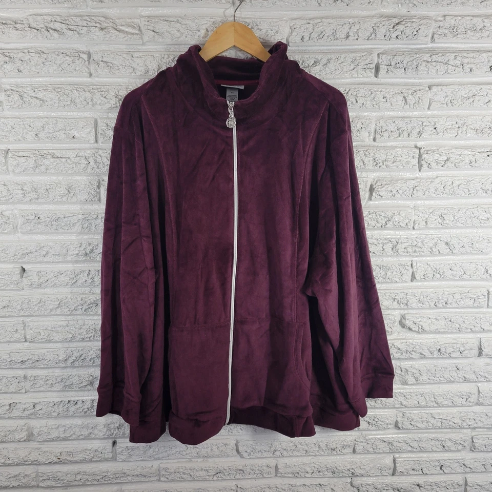 Sudadera para mujer Catherines 5X Plus cremallera completa púrpura terciopelo bolsillos cómoda informal Foto 1 de 4